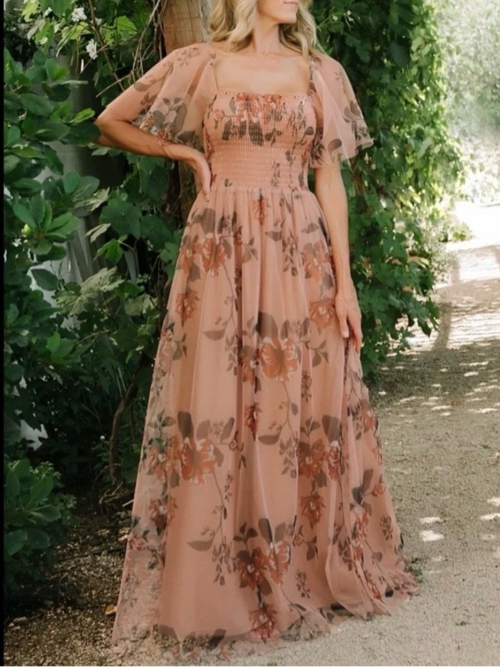 Baltic Born Copper Floral Maxi Dress